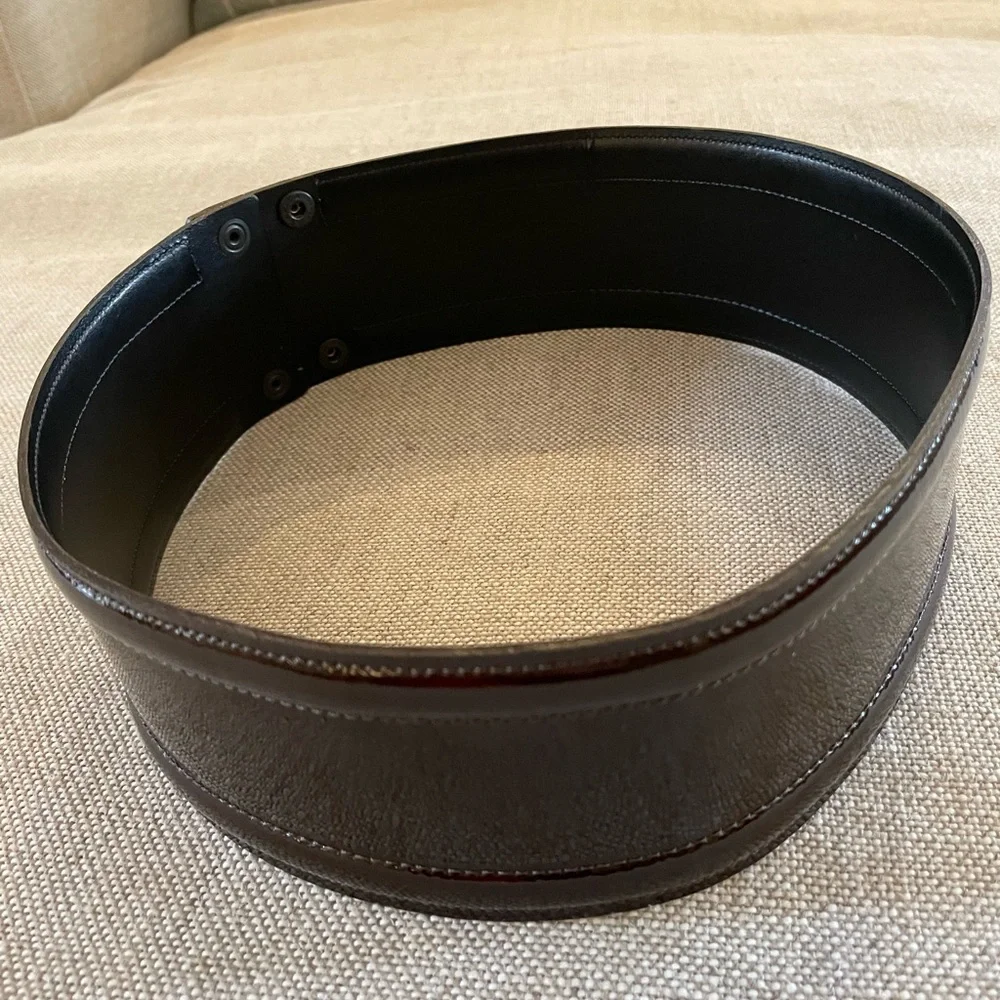 Les Copains Made in Italy Wide Patent Leather Fashion Belt in Brown‎ Size 40